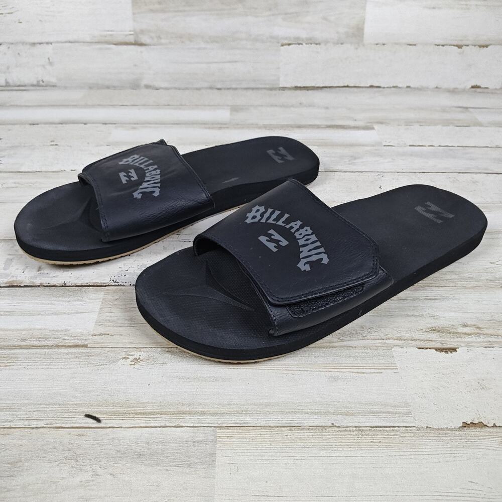 Billabong All Day Impact Slides Mens Approx 10.5 Black Adjustable Strap Sandals